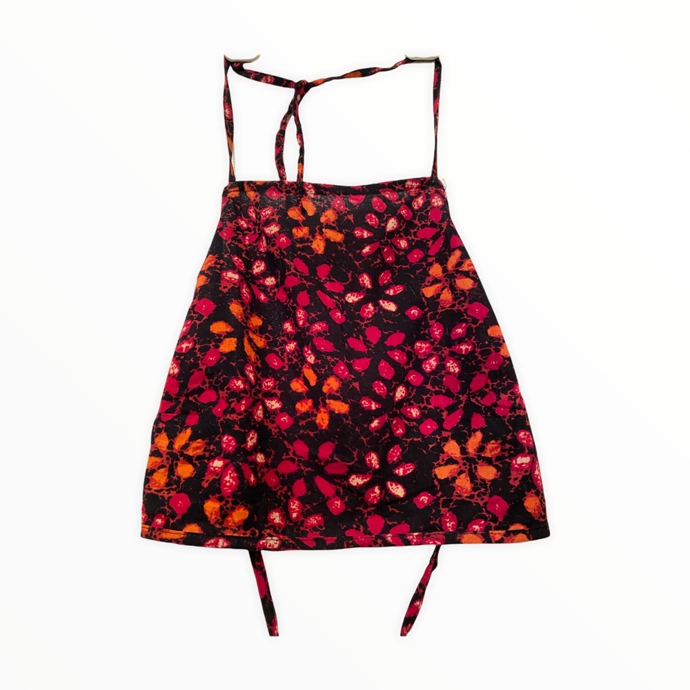 RED FLORAL HALTER TOP